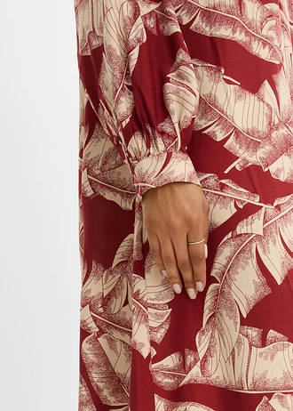 Robe caftan en viscose fluide • rouge désert-sable clair • Boutique bonprix