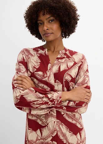 Kaftan jurk van soepele viscose • woestijnrood/lichtsand gedessineerd • bonprix online shop