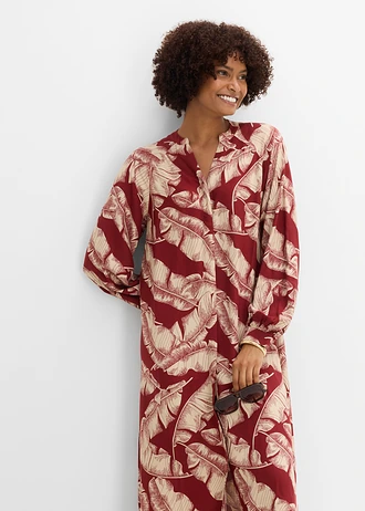 Kaftan jurk van soepele viscose • woestijnrood/lichtsand gedessineerd • bonprix online shop