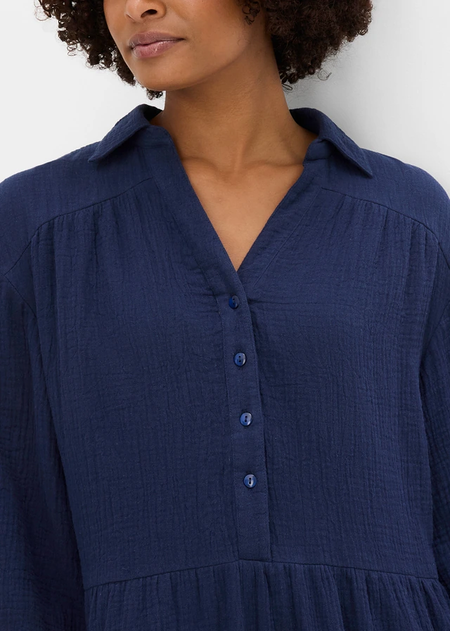 Robe courte étagée en gaze de coton • bleu foncé • product-page.page-title-suffix
