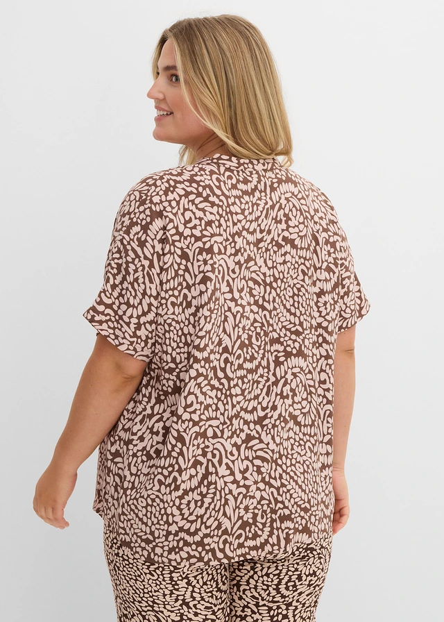 Tunique-blouse en viscose fluide, Couleur: marron paisley