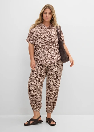 Tunique-blouse en viscose fluide, Couleur: marron paisley