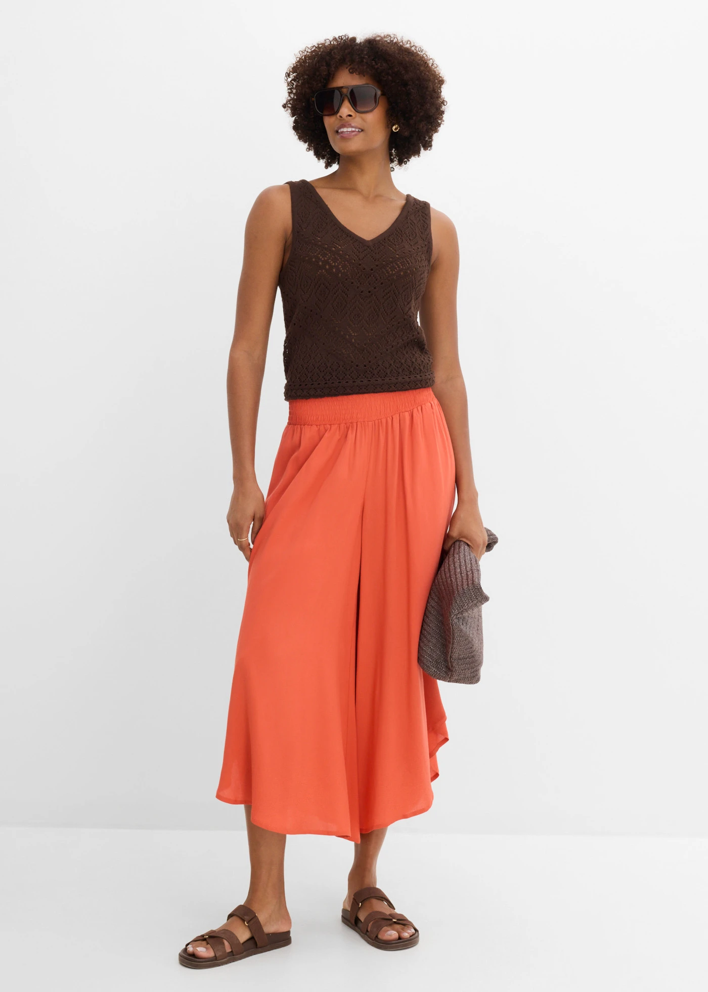 Jupe-culotte longueur mollet en viscose douce • rouge cannelle • product-page.page-title-suffix