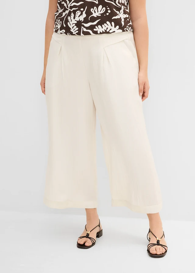 Culotte met soepele viscose, Kleur: wolwit