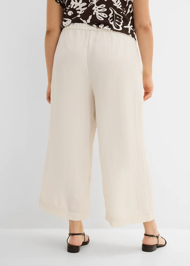 Culotte met soepele viscose, Kleur: wolwit