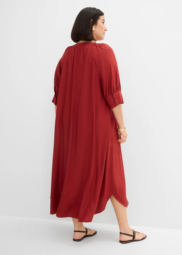 Robe tunique en viscose fluide, Couleur: rouge désert