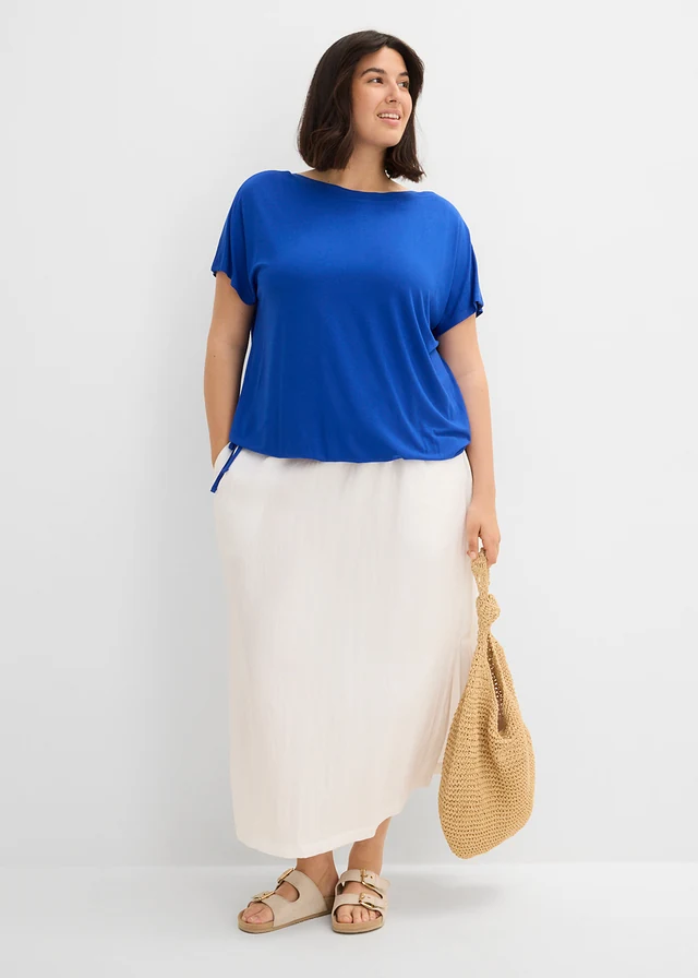 T-shirt en viscose fluide, Couleur: bleu cobalt