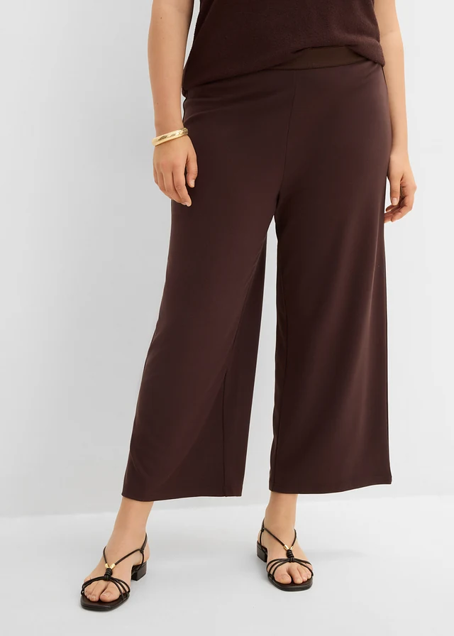 Jupe-culotte en viscose mélangée, Couleur: marron foncé