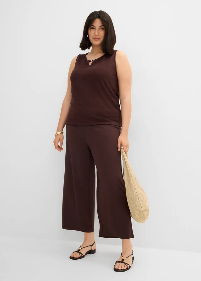 Jupe-culotte en viscose mélangée, Couleur: marron foncé