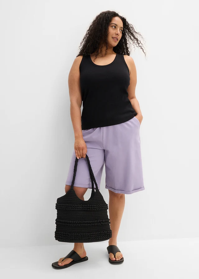 Sweatbermuda van katoen, Kleur: rookviolet