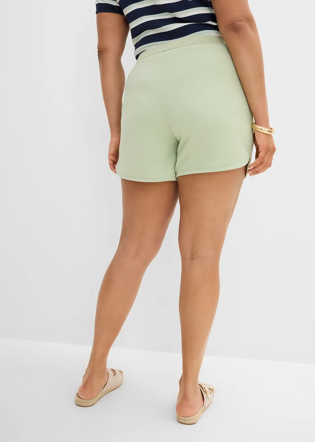 Sweatshort met afgeronde onderrand, Kleur: lichtgroen