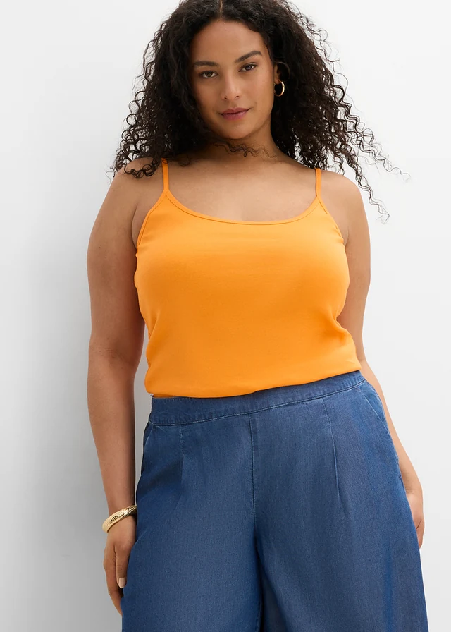 Top met spaghettibandjes (set van 3), Kleur: kobaltblauw/feloranje/edelsteengroen