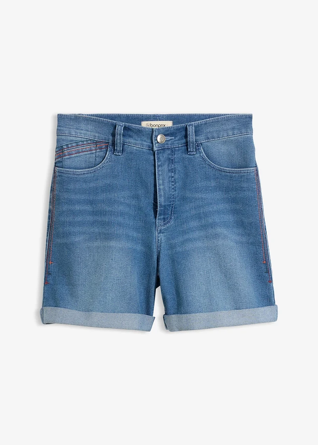 Džínové šortky Mid Waist, barva: světle modrý denim