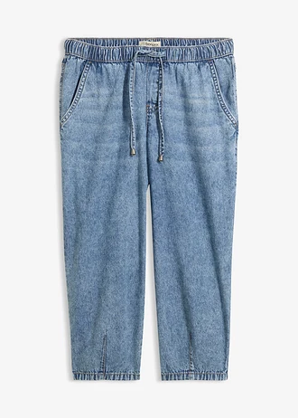 Jean barrel taille mi-haute, cropped
