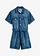 Farmer overál rövid ujjakkal, szín: kék denim, használt hatású