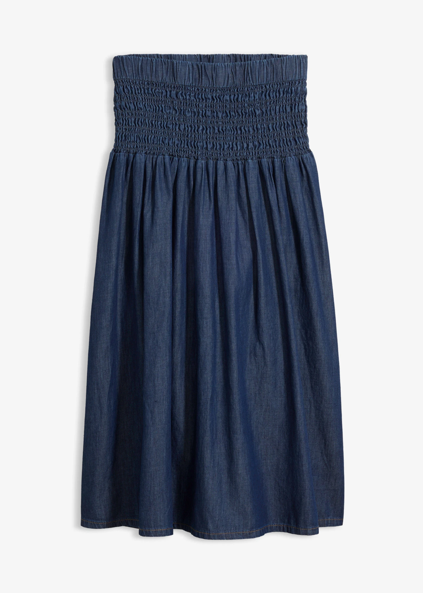 Fustă de blugi midi cu talie elastică • albastru denim uzat • magazin bonprix