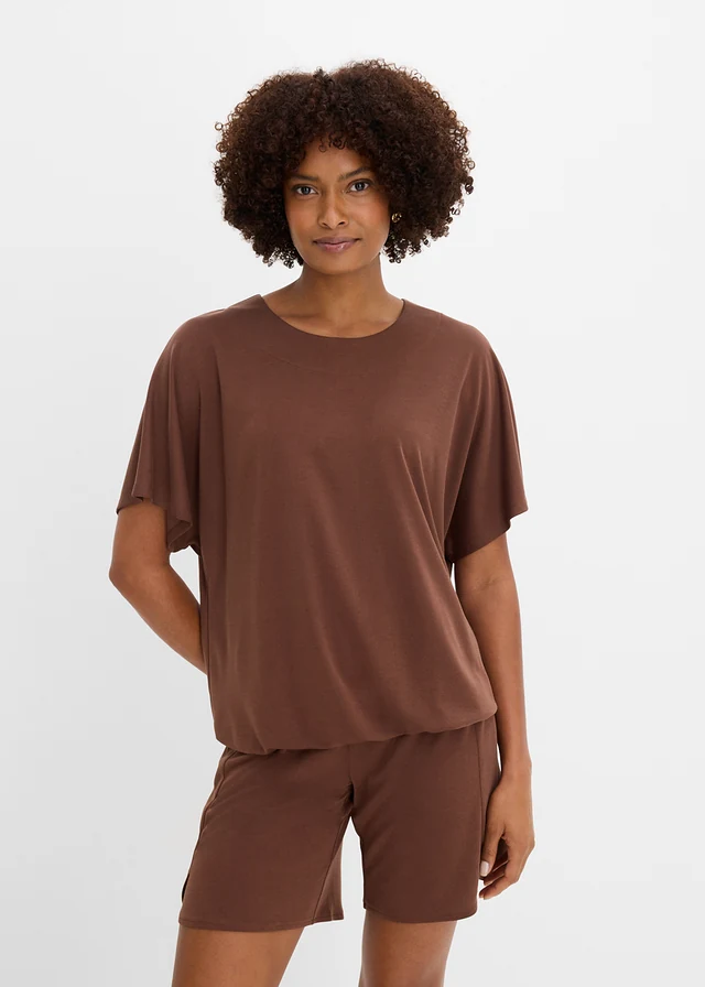 Koszulka oversize z miękkiego materiału z wiskozą • brązowy • sklep bonprix