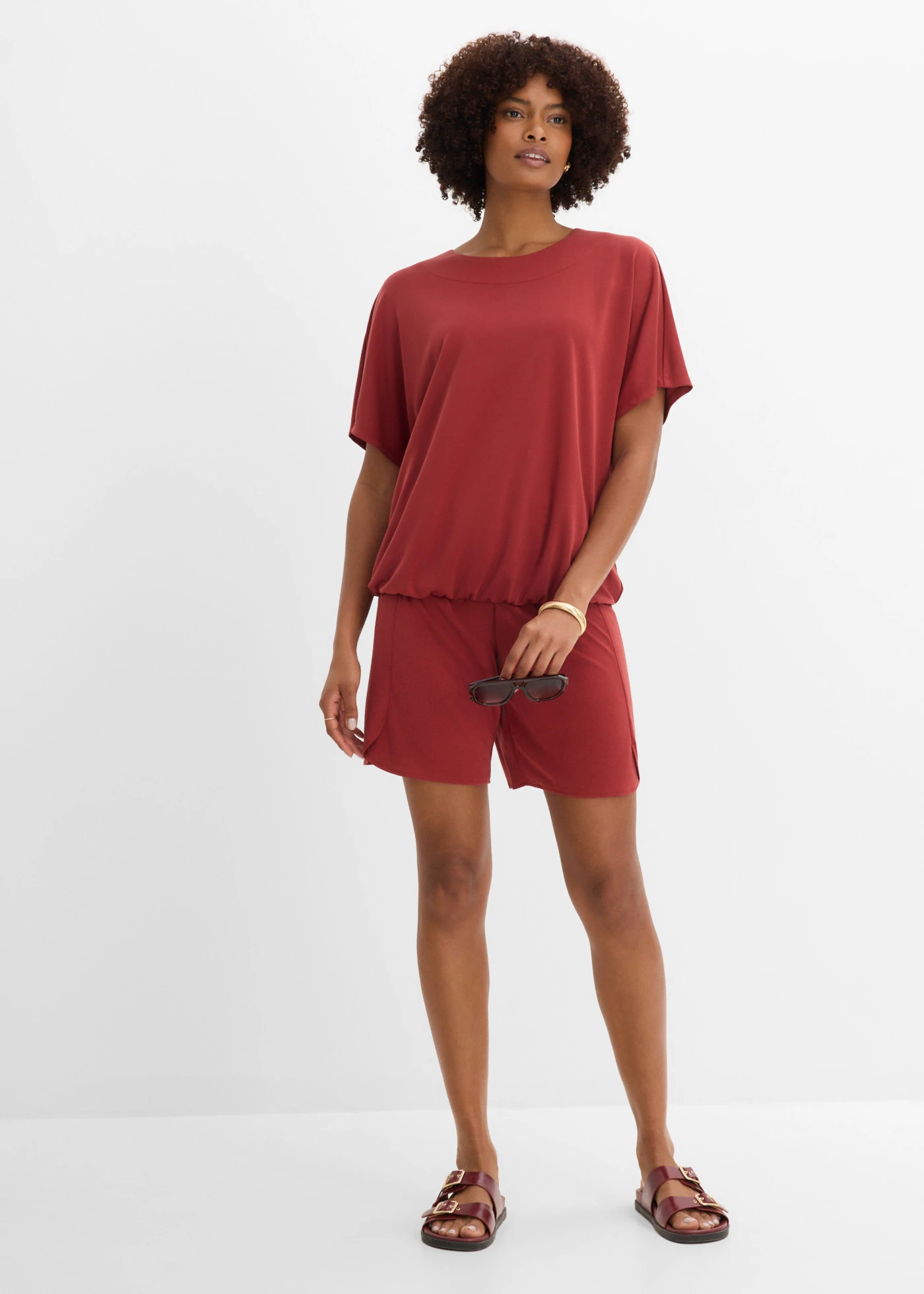 Oversized shirt in een viscosemix • woestijnrood • product-page.page-title-suffix