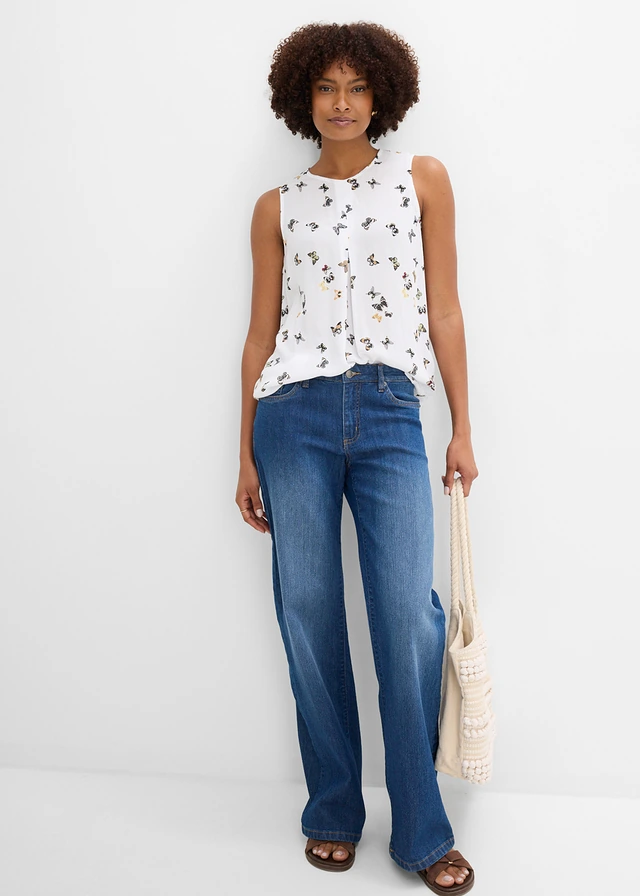 Blouse sans manches, Couleur: blanc imprimé
