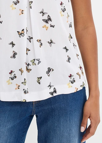 Blousetop • wit gedessineerd • bonprix online shop