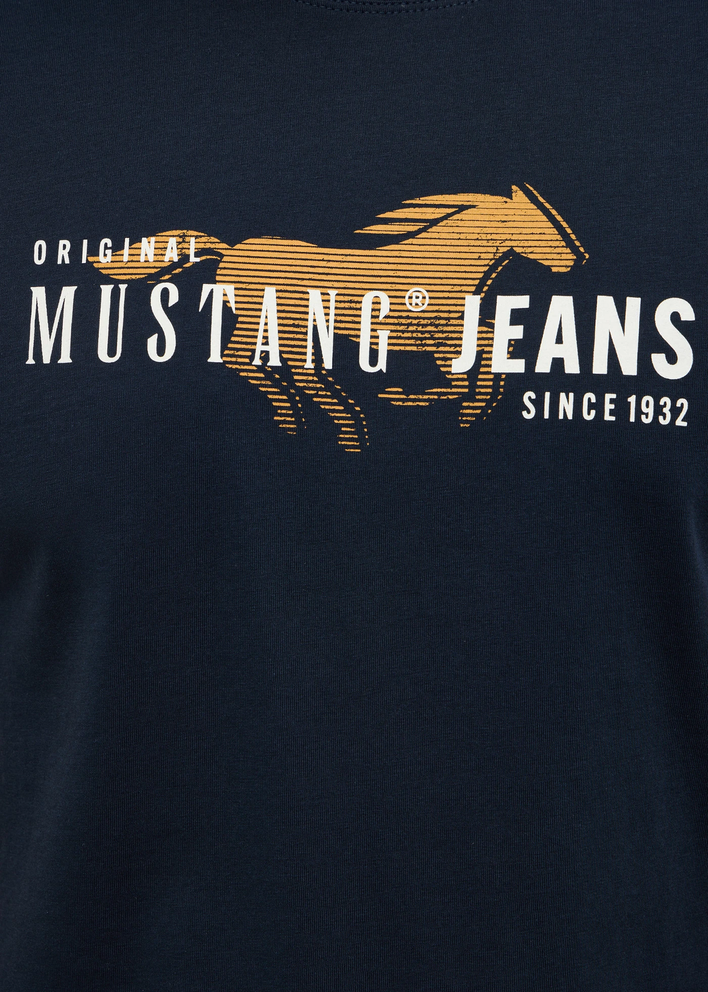 T-shirt Mustang Alex z czystej bawełny organicznej • ciemnoniebieski z nadrukiem • sklep bonprix
