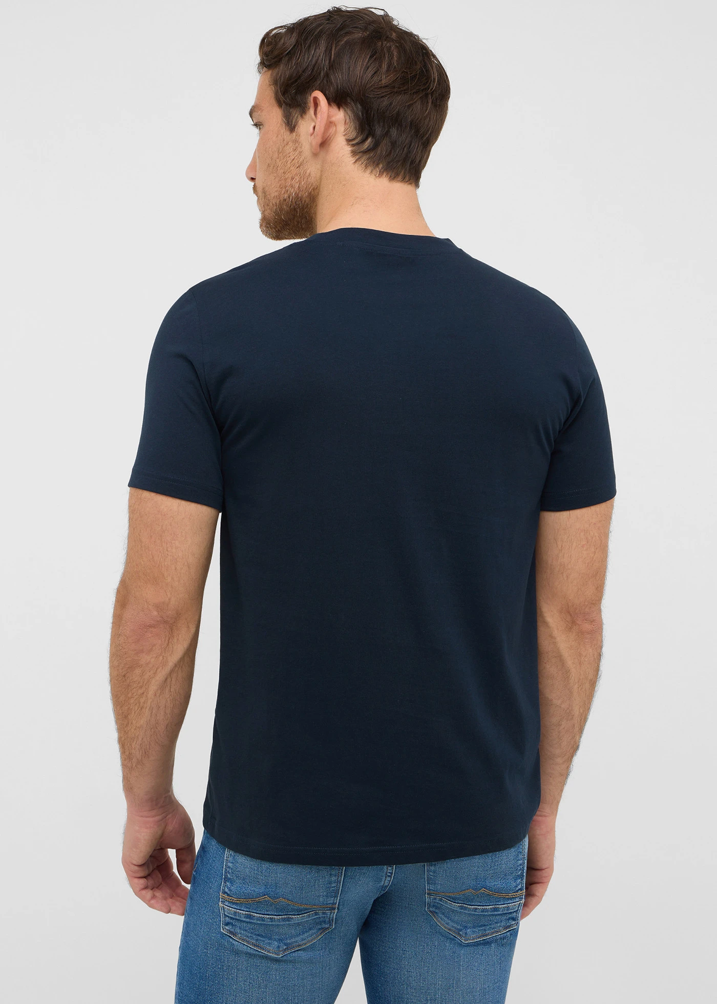 T-shirt Mustang Alex z czystej bawełny organicznej • ciemnoniebieski z nadrukiem • sklep bonprix