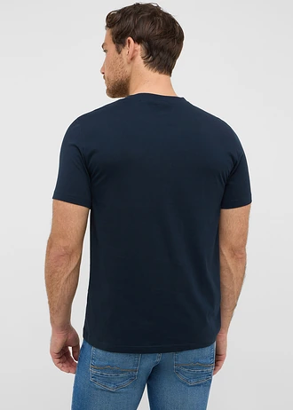 T-shirt Mustang Alex z czystej bawełny organicznej, kolor: ciemnoniebieski z nadrukiem