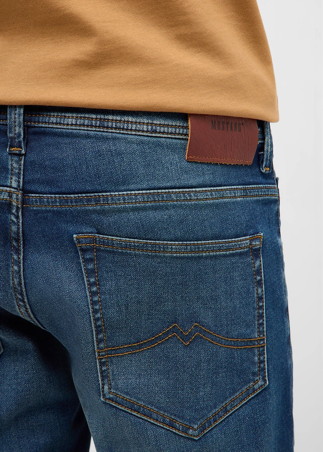 Bermuda extensible Mustang Chicago slim, Couleur: bleu denim