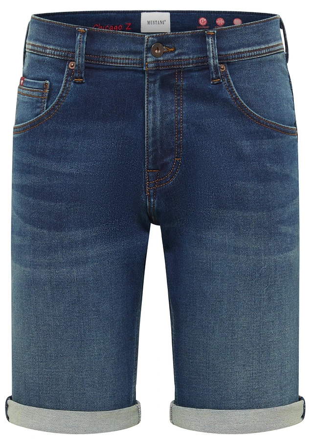 Strečové bermudy Mustang Chicago, Slim Fit • modrý denim • bonprix obchod