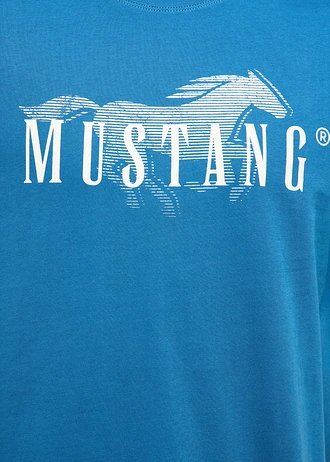 Tricou Mustang Austin din bumbac organic 100%, culoare: bleumarin cu imprimeu