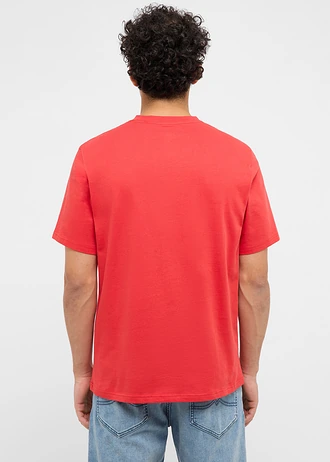 Tricou Mustang Austin din bumbac organic 100%, culoare: roșu, cu imprimeu