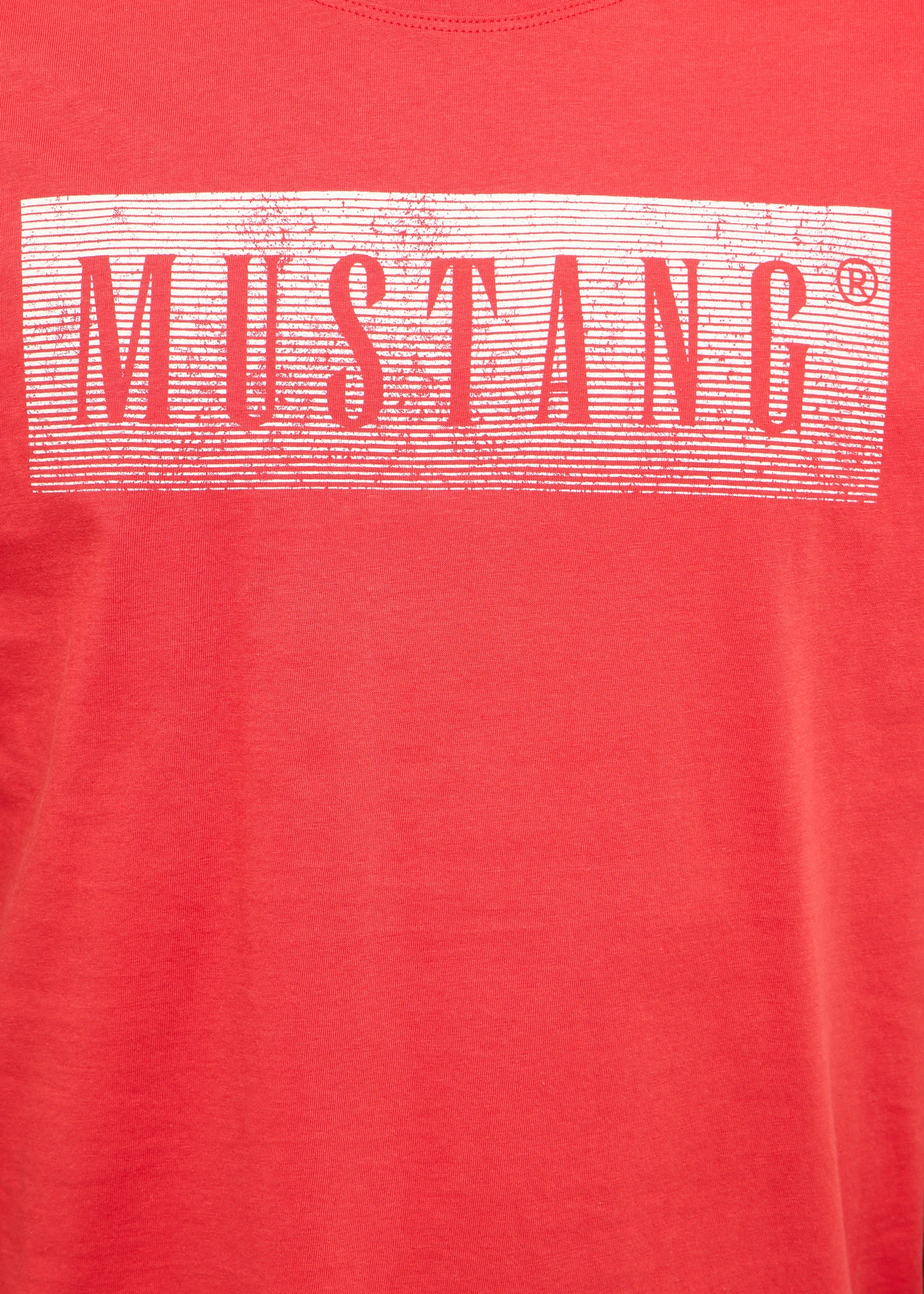 T-shirt Mustang Austin z czystej bawełny organicznej • czerwony z nadrukiem • sklep bonprix