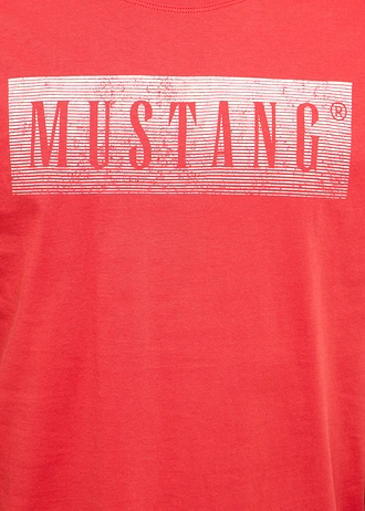 Tricou Mustang Austin din bumbac organic 100%, culoare: roșu, cu imprimeu