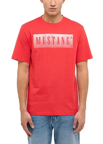 Mustang Austin póló tiszta bio-pamutból, szín: piros/mintás