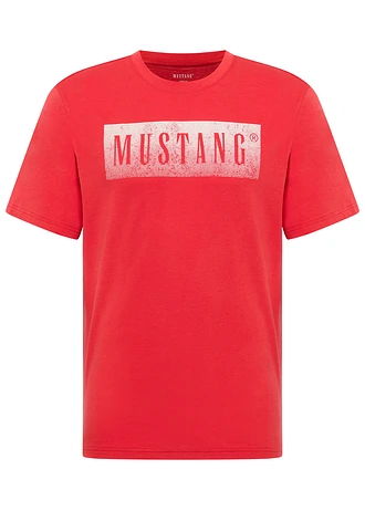 Tricou Mustang Austin din bumbac organic 100%, culoare: roșu, cu imprimeu