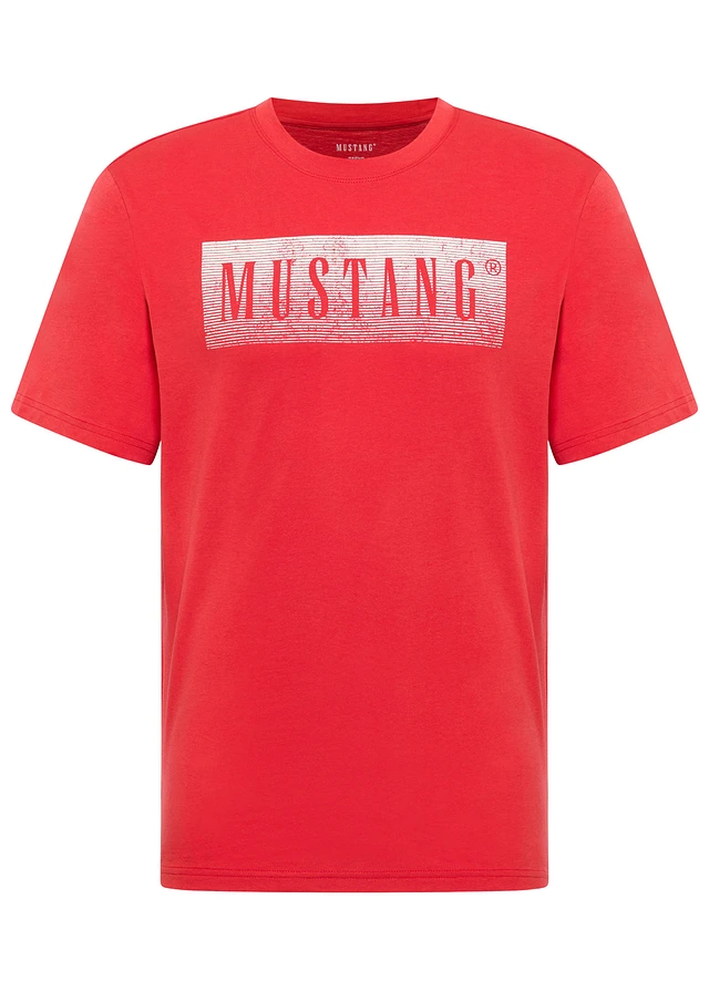 T-shirt Mustang Austin z czystej bawełny organicznej • czerwony z nadrukiem • sklep bonprix