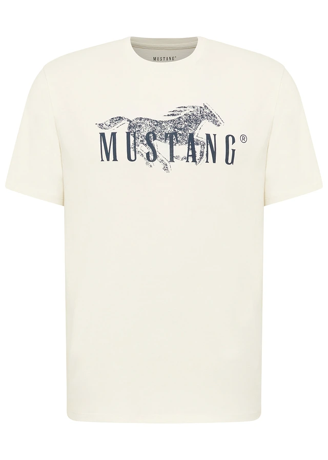 Tricou Mustang Austin din bumbac organic 100% • alb cu imprimeu • magazin bonprix