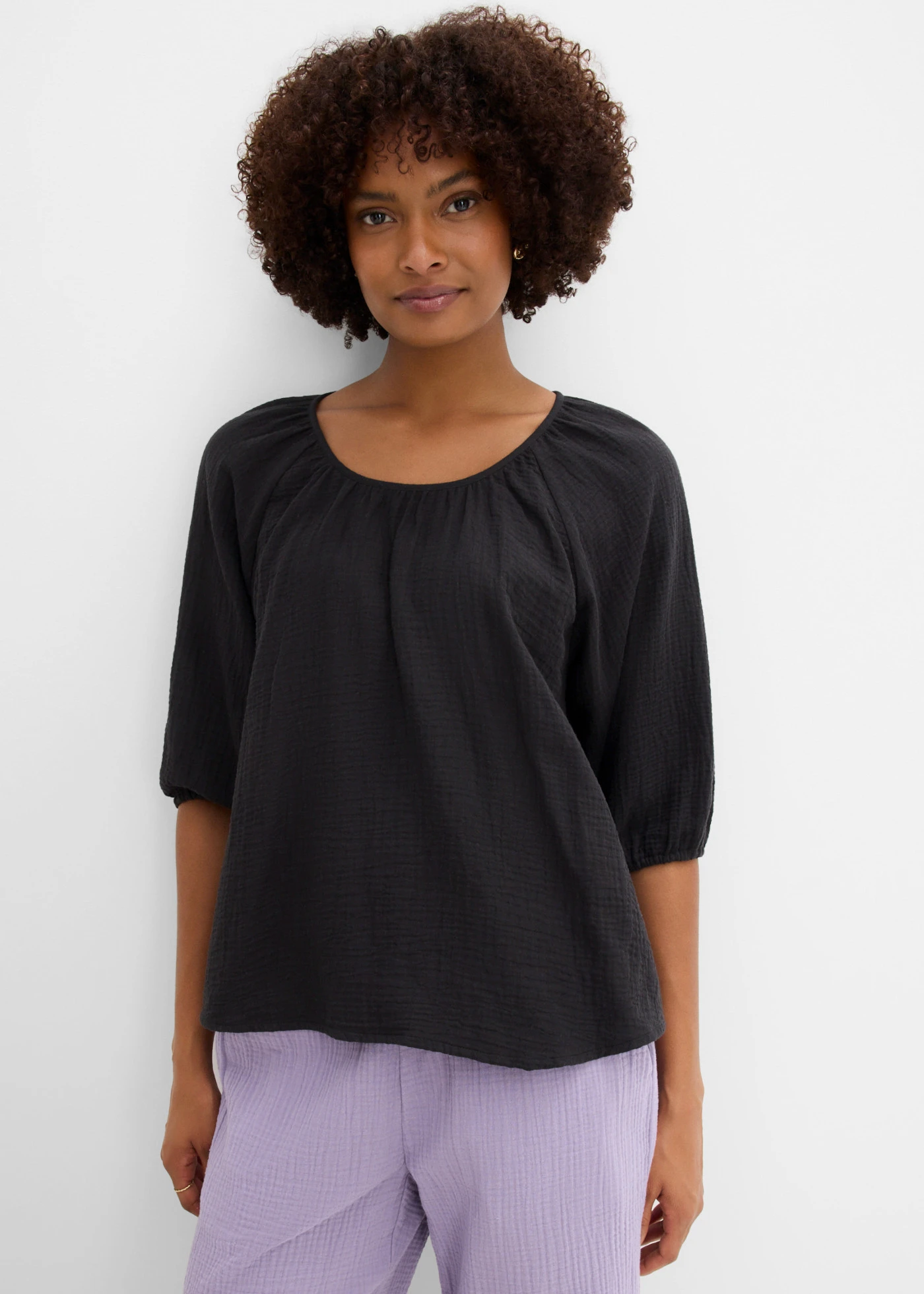 Tunique en gaze 100% coton • noir • Boutique bonprix