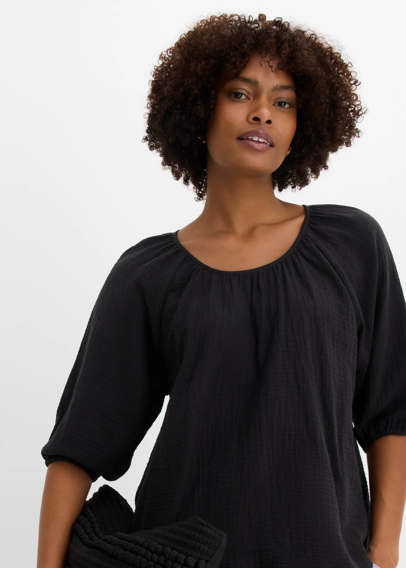 Tunique en gaze 100% coton • noir • Boutique bonprix
