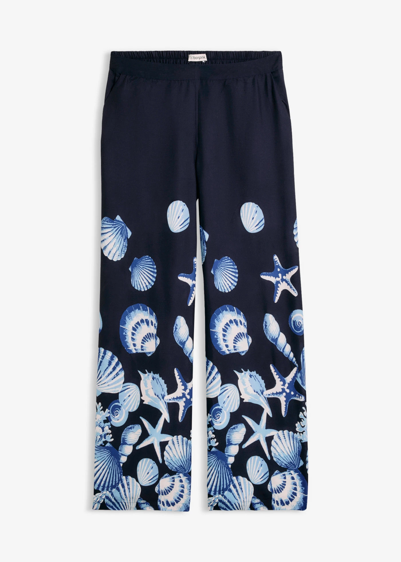 Pantalon palazzo en viscose fluide • bleu foncé imprimé • product-page.page-title-suffix