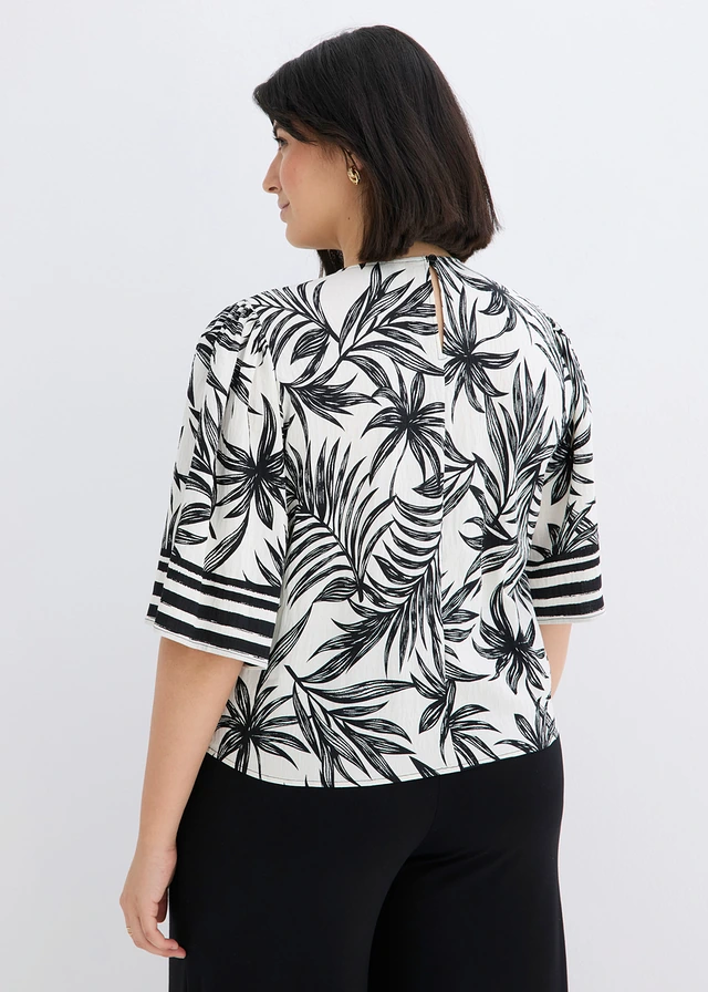 Blouse manches courtes, Couleur: noir-blanc imprimé