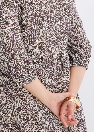 Rochie midi din bumbac subțire • maro închis cu imprimeu plus size • magazin bonprix