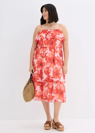 Rochie cu bretele, culoare: oranj floral