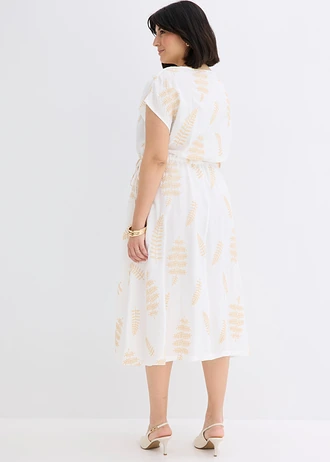 Robe midi brodée, Couleur: écru-beige floral