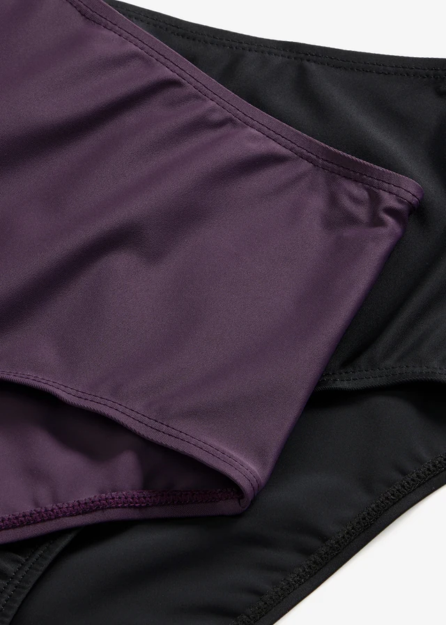 High Waist bikini alsó (2 db-os csomag) • szilva+fekete • bonprix áruház