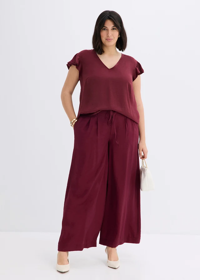 Broek van viscosemix, Kleur: esdoornrood