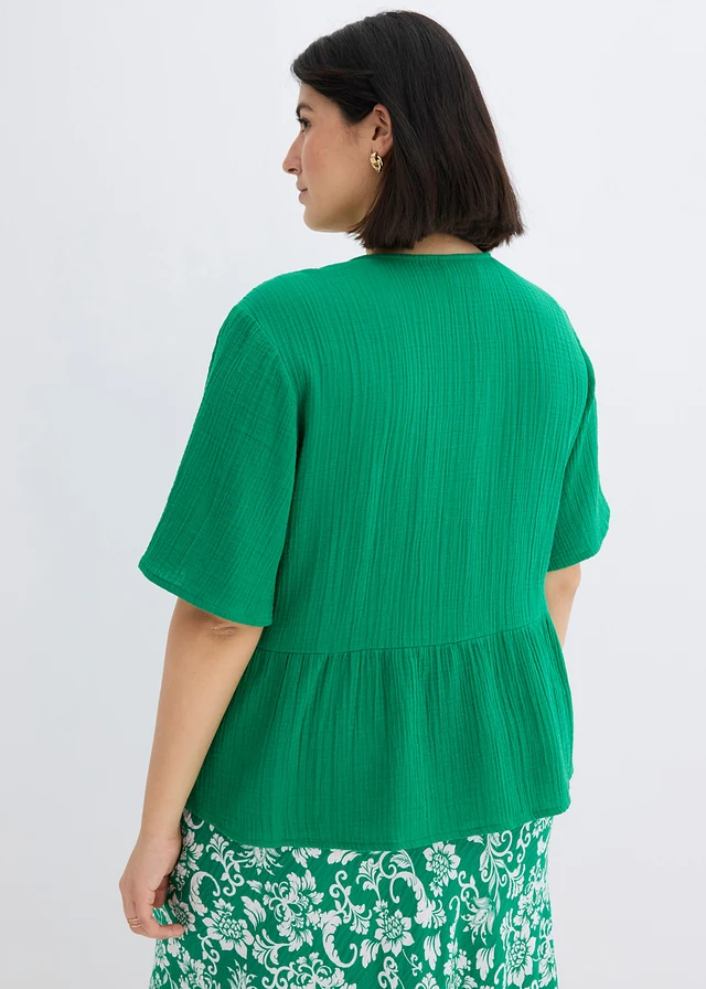 Blouse van luchtige mousseline, Kleur: edelsteengroen