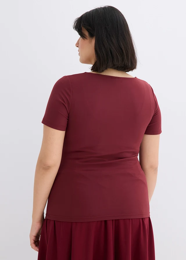 Shirt met carréhals, Kleur: esdoornrood
