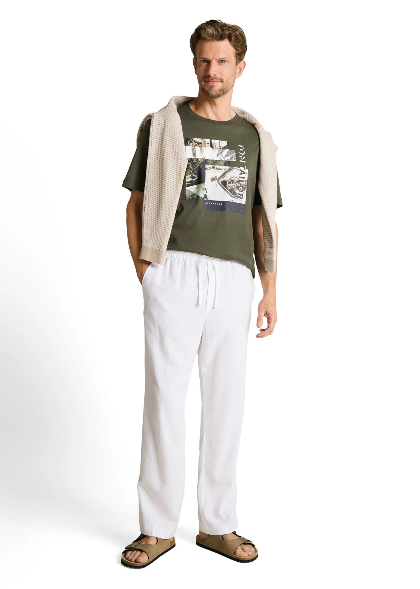 T-shirt Tom Tailor • olive imprimé • Boutique bonprix