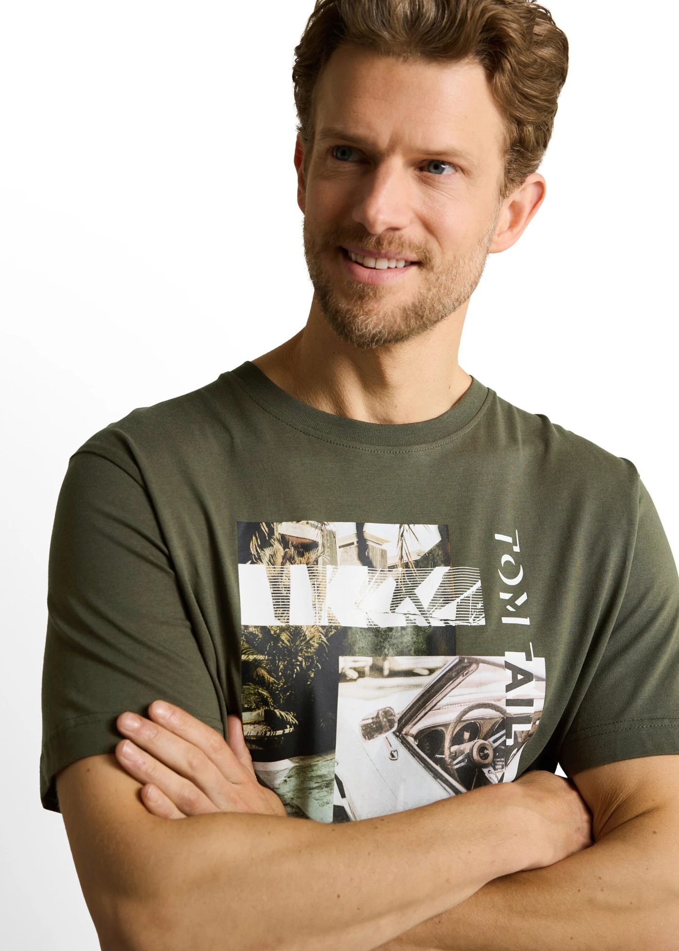 T-shirt Tom Tailor • olive imprimé • Boutique bonprix